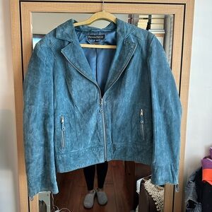 Pamela McCoy 100% genuine leather blue jacket